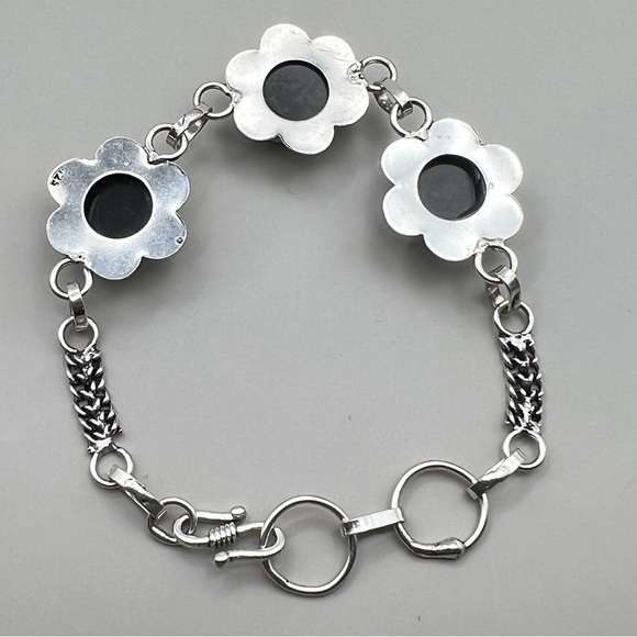 New Milky Opalite Dichroic Acrylic Silver Overlay Bracelet Size 7.5 and 8.25 - Picture 3 of 9